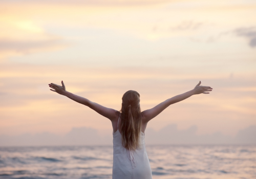 happy person by water